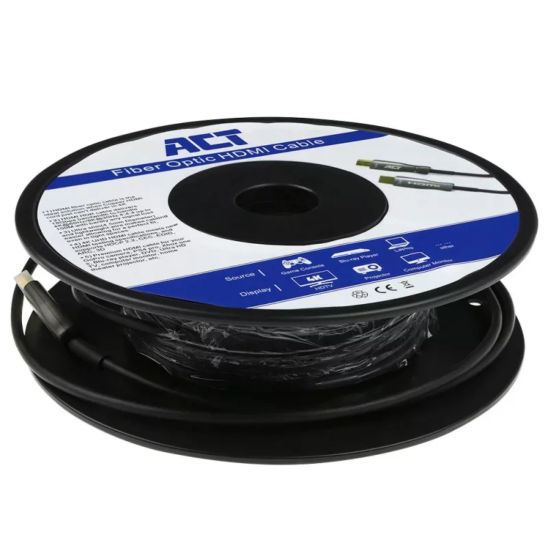 Cabo ótico ativo ACT 10 metros HDMI Premium 4K v2.0 ficha HDMI-A - ficha HDMI-A