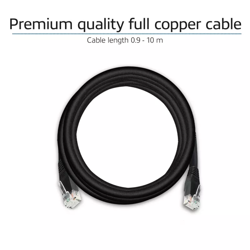 Cabo de rede ACT preto 5,0 metros U/UTP CAT6 com conectores RJ45