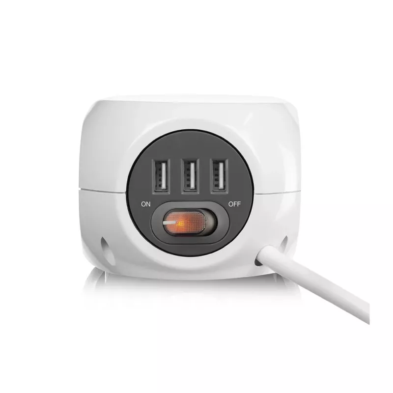 Unidade de distribuição de energia ACT AC2430 — 3 tomadas de corrente Type-F, 230 V, 16 A, cabo de 1,5 m, branco