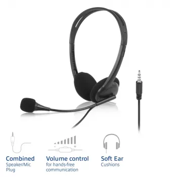 Headset ACT com ficha áudio de 3,5 mm
