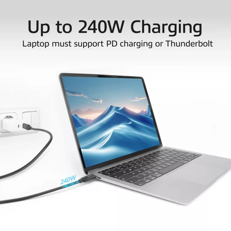 Cabo ACT USB4 20Gbps 240W USB Type-C 2 m preto certificado USB-IF