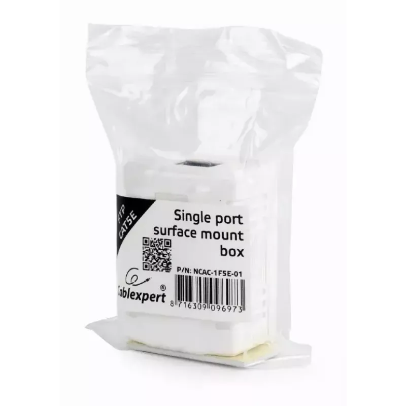 Gembird NCAC-1F5E-01 tomada de rede blindada de superfície, 1x RJ45 Cat5e, branco
