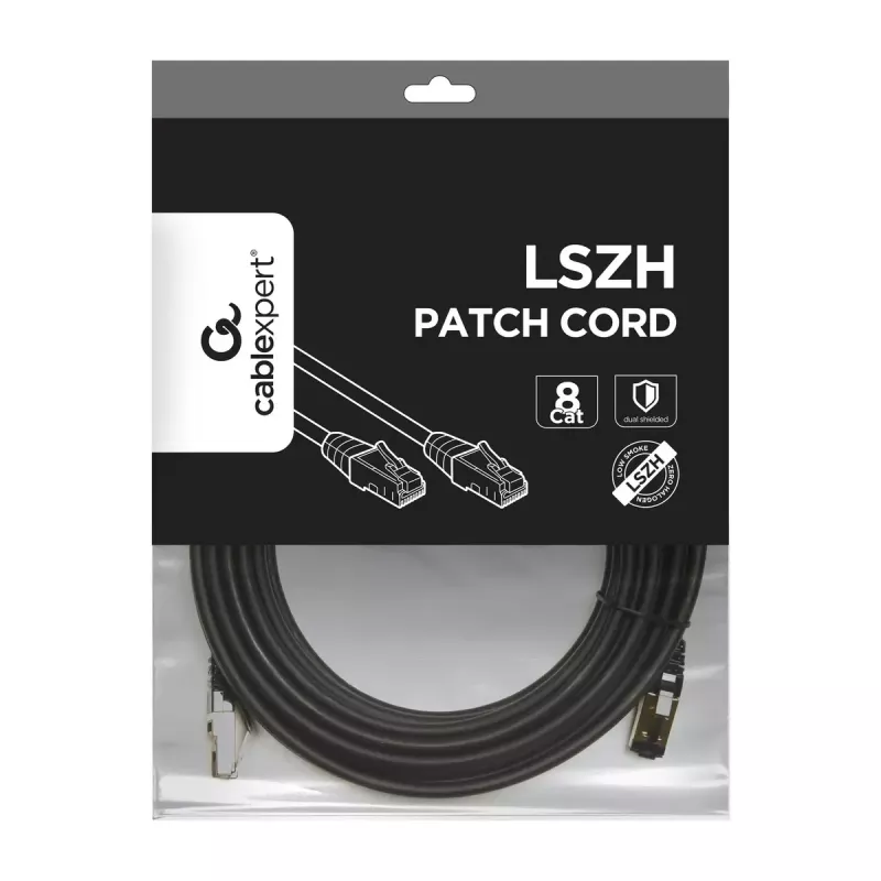 Cabo de rede Gembird PP8-LSZHCU-BK-5M RJ-45 Cat8 5m preto