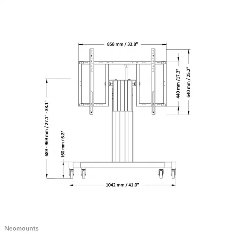 Carrinho para TV Neomounts PLASMA-M2550T preto 42-85 polegadas - motorizado - função de inclinação de mesa