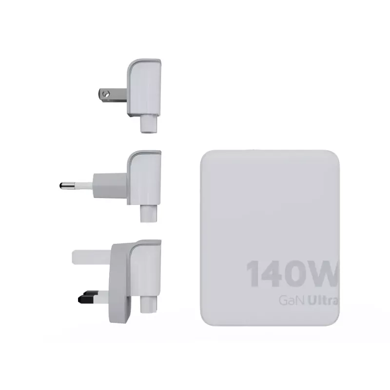 Carregador de viagem GaN portátil 140W Xtorm XVC2140 com 3× portas USB-C-PD e cabo USB-C de 2 m, branco