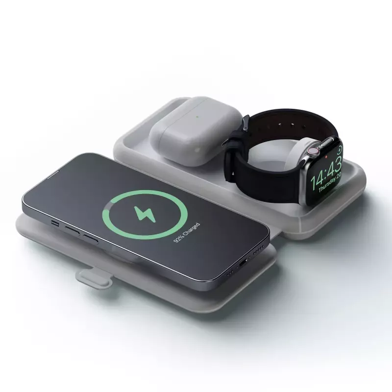 Carregador de viagem sem fios dobrável Xtorm 3em1 15W cinzento XWF31