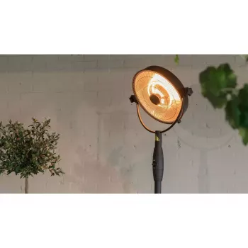 Aquecedor elétrico halogéneo SUNRED Retro, 2100/900 W, para colocação no chão em interiores, aquece até 17 m², preto/castanho