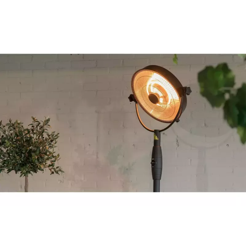 Aquecedor elétrico halogéneo SUNRED Retro, 2100/900 W, para colocação no chão em interiores, aquece até 17 m², preto/castanho