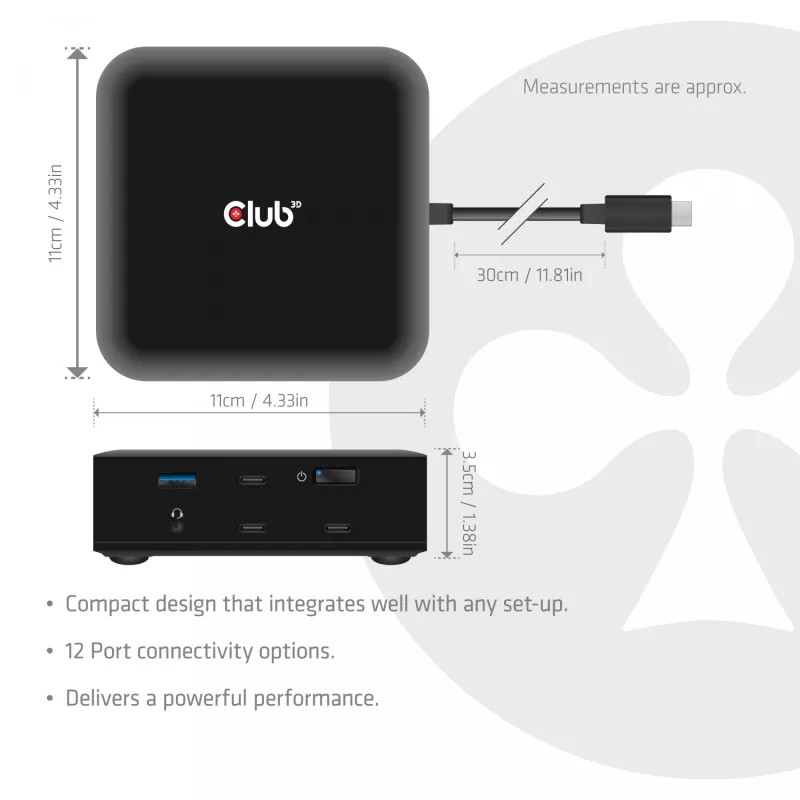 Docking station USB-C Quad DisplayLink CLUB 3D CSV-2542 — 2× DisplayPort 8K60Hz, 2× HDMI 4K60Hz, PD 100W, Ethernet 2.5G