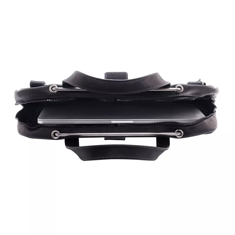 R-Go Tools mala para portátil R-Go Viva, couro integral, com suporte para portátil integrado, alça de ombro, 39,6 cm (15,6 polegadas), preto