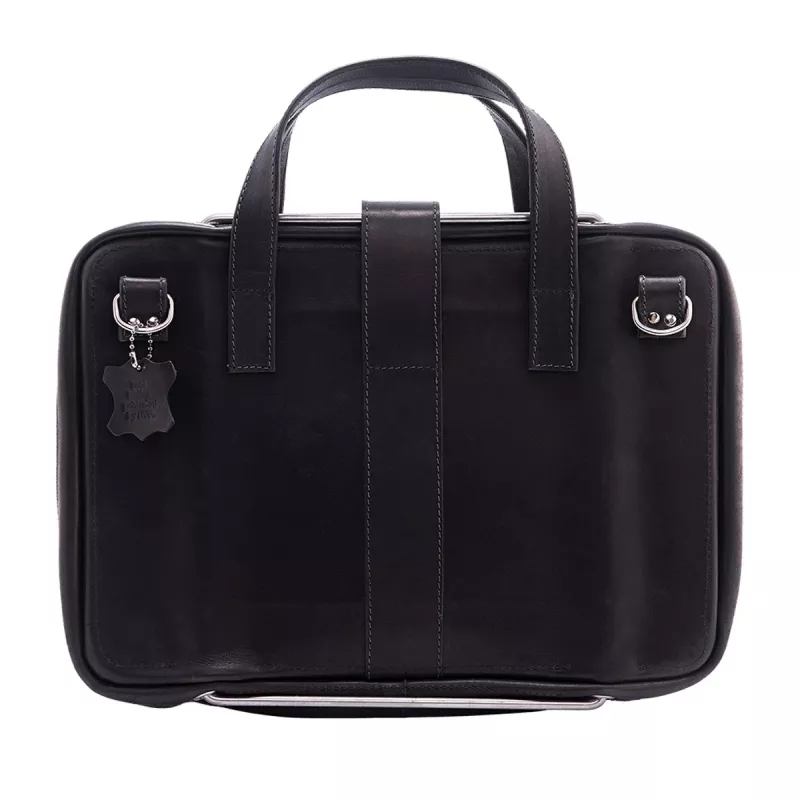 R-Go Tools mala para portátil R-Go Viva, couro integral, com suporte para portátil integrado, alça de ombro, 39,6 cm (15,6 polegadas), preto