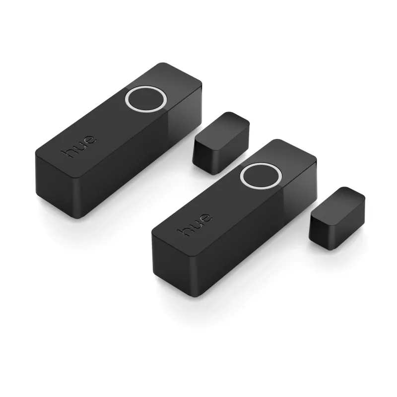 Sensor de contacto Philips Secure, sem fios, ZigBee, preto, porta/janela, fita adesiva/parafuso, III