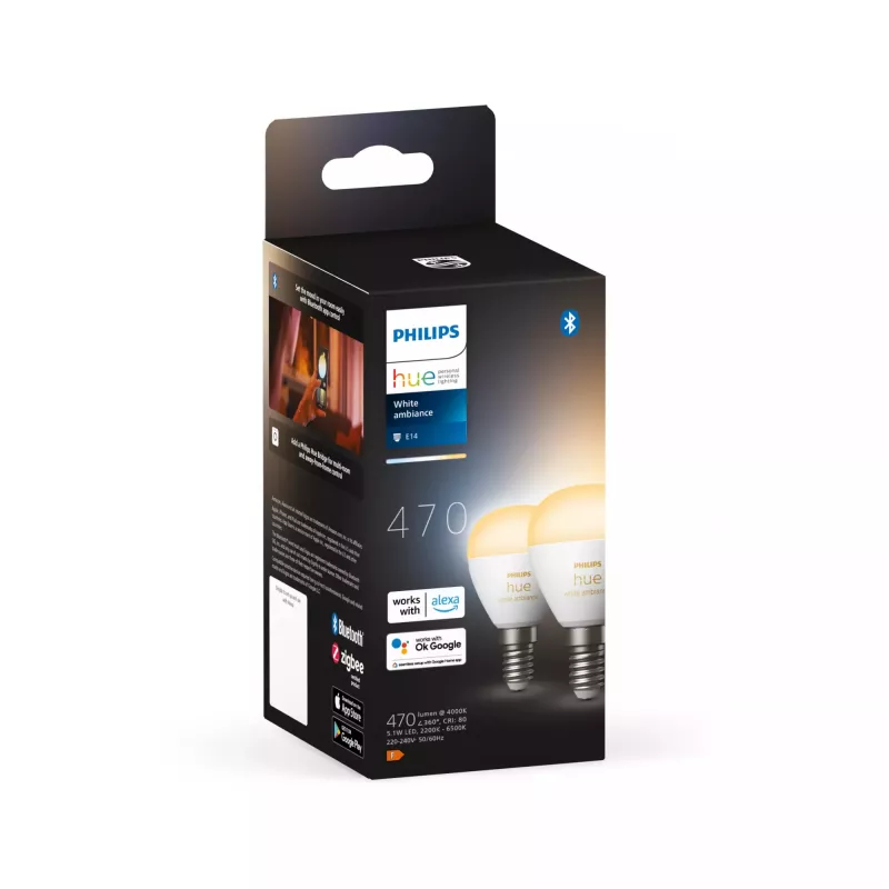 Philips Hue White Ambiance Lustre – E14 lâmpada inteligente – pack de 2
