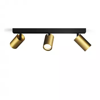 Projetor de teto/parede Philips Idris 3x GU10 LED IP44 220–240V Preto/Latão