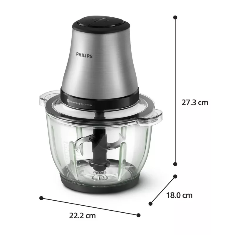 Philips 3000 Series HR1503/00 Picadora elétrica 2 L 500 W Aço inoxidável