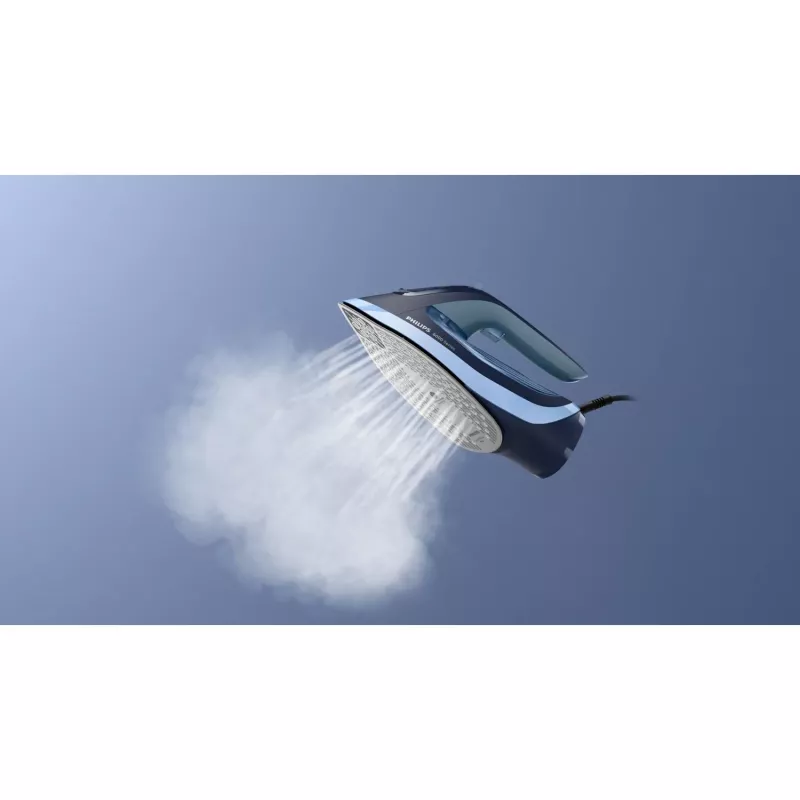 Ferro de engomar a vapor Philips Série 6000 DST6120/20 – 2600 W, base SteamGlide Plus, golpe de vapor de 190 g/min, depósito de água de 0,3 l, 1,5 kg, azul