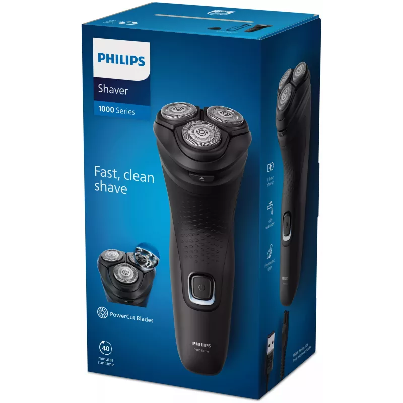 Máquina de barbear a seco rotativa Philips Shaver Série 1000 S1141/00 preta