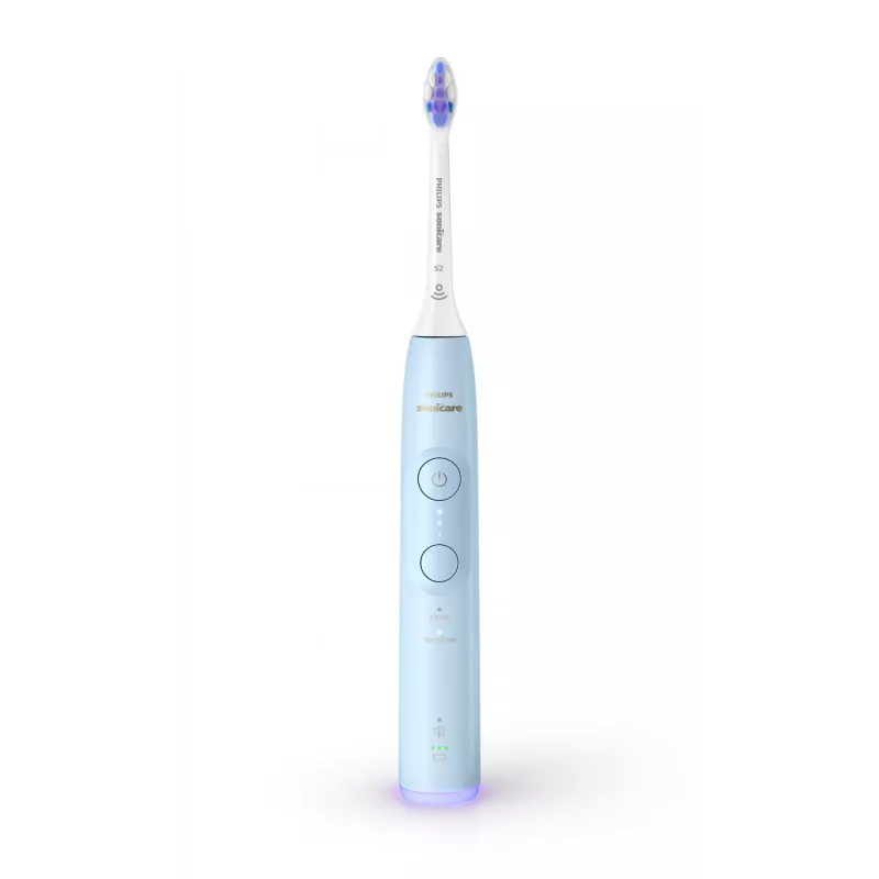 Escova de dentes elétrica recarregável Philips Série 6100 HX7406/01, adultos, escova de dentes sónica, cuidado diário, sensível, 62000 movimentos por minuto, azul, 2 min., 4 x 30 seg.
