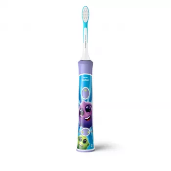Escova de dentes sónica Philips Sonicare For Kids HX6322/12 – bateria de iões de lítio integrada, 1 cabo, 2 cabeças de escova, modo cuidado diário