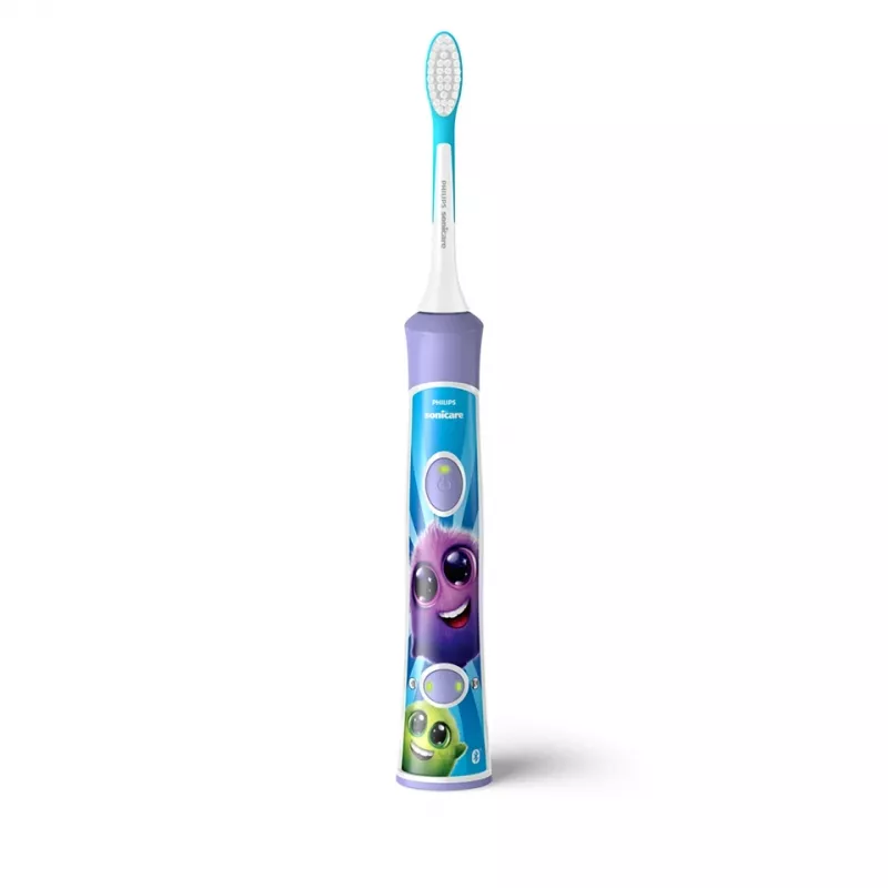 Escova de dentes sónica Philips Sonicare For Kids HX6322/12 – bateria de iões de lítio integrada, 1 cabo, 2 cabeças de escova, modo cuidado diário