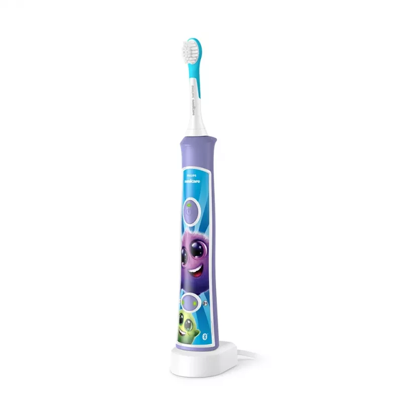 Escova de dentes sónica Philips Sonicare For Kids HX6322/12 – bateria de iões de lítio integrada, 1 cabo, 2 cabeças de escova, modo cuidado diário