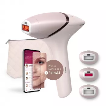 Aparelho de depilação a luz pulsada Philips Lumea Prestige BRI953/02 – IPL, SenseIQ, acessórios para rosto e corpo, alimentação por rede/bateria, ouro rosa/rosa