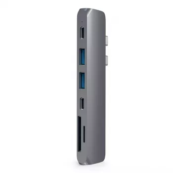 Dock/replicador de portas para portátil Satechi ST-CMBPM — anfitrião USB 3.2 Gen 1 Type-C, HDMI, USB-A, SD/MicroSD, cinzento