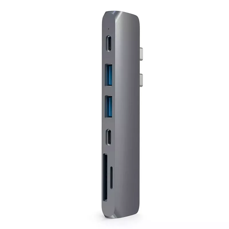 Dock/replicador de portas para portátil Satechi ST-CMBPM — anfitrião USB 3.2 Gen 1 Type-C, HDMI, USB-A, SD/MicroSD, cinzento