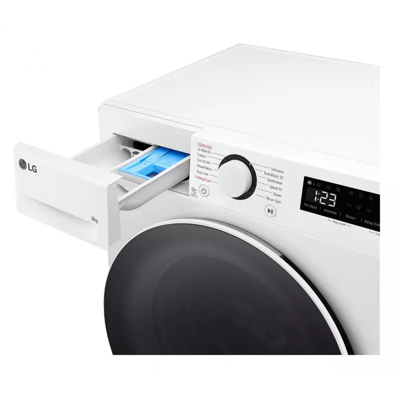 Máquina de lavar LG F2WR508S0W de carga frontal 8 kg 1160 rpm preta, branca