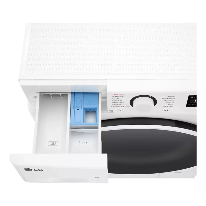 Máquina de lavar LG F2WR508S0W de carga frontal 8 kg 1160 rpm preta, branca