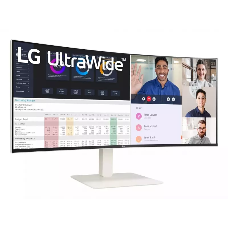 Monitor de computador LG 38WR85QC-W 96,5 cm (38 polegadas) 3840 x 1600 píxeis UltraWide Quad HD LCD branco