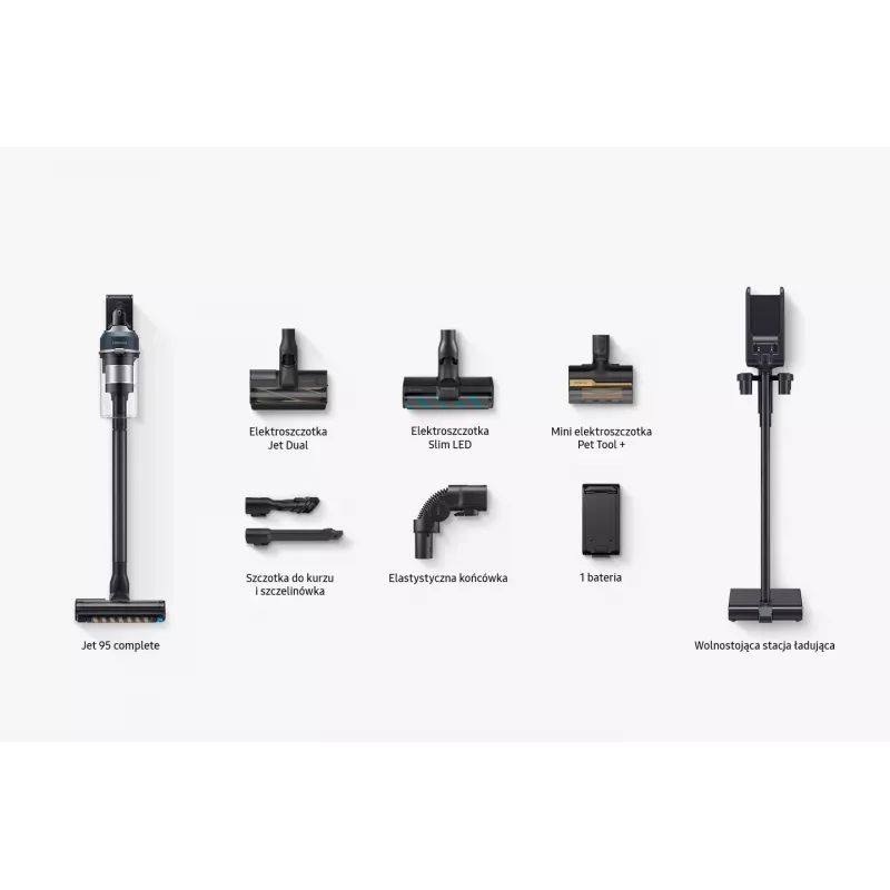 Samsung VS20C9544TB/GE aspirador vertical/escova elétrica aspirador vertical 2-em-1 bateria a seco filtro antialérgico, saco UltraFine 580 W preto 2,2 Ah