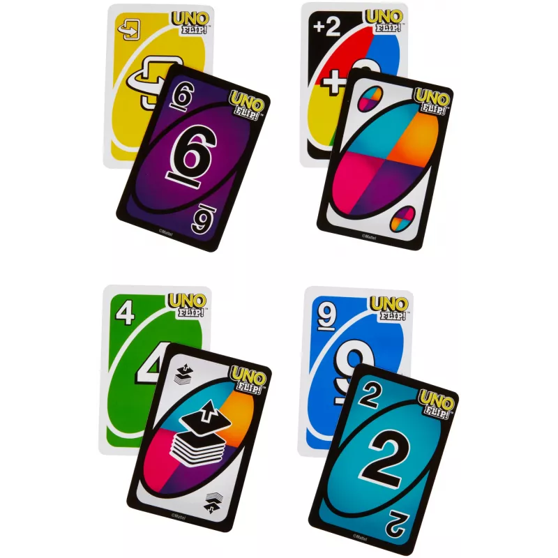 Jogo de cartas UNO FLIP com baralho acessível para daltónicos para crianças, adultos e noites de jogos em família