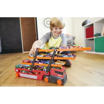 Hot Wheels City Mega Hauler com espaço para até 50 carros à escala 1:64, a partir dos 3 anos