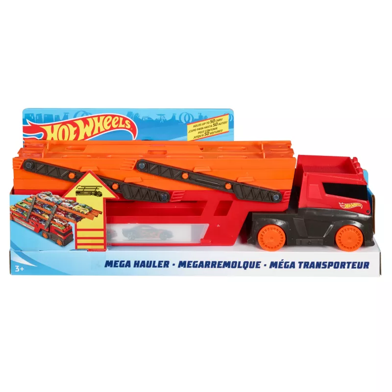 Hot Wheels City Mega Hauler com espaço para até 50 carros à escala 1:64, a partir dos 3 anos