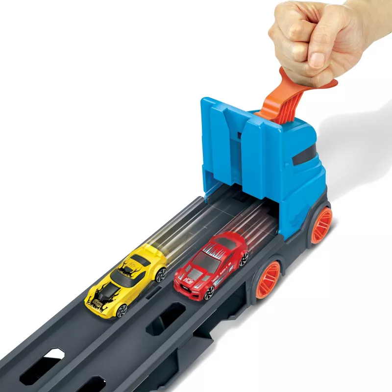 Hot Wheels City Speedway Hauler Carrier com 3 carros de brinquedo, conjunto de veículos, 4 ano(s), plástico, cinzento, multicolor