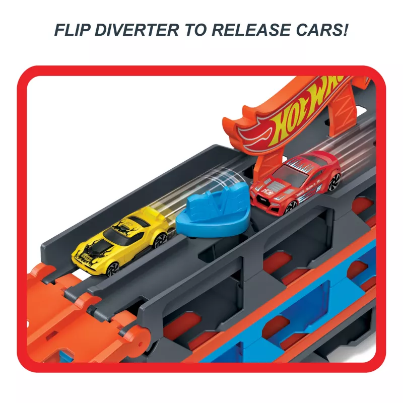 Hot Wheels City Speedway Hauler Carrier com 3 carros de brinquedo, conjunto de veículos, 4 ano(s), plástico, cinzento, multicolor