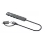 Manhattan Dock/Hub Combo USB-C e USB-A, ligações (4): USB-A (x4), 5 Gbps (USB 3.2 Gen1 também conhecido como USB 3.0), alimentado por USB (não requer fonte de alimentação externa), cabo 25 cm