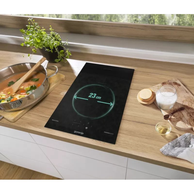 Placa de indução Gorenje GI3201BC, preto, encastrar, 30 cm, placa de indução por zonas, vitrocerâmica, 2 zonas