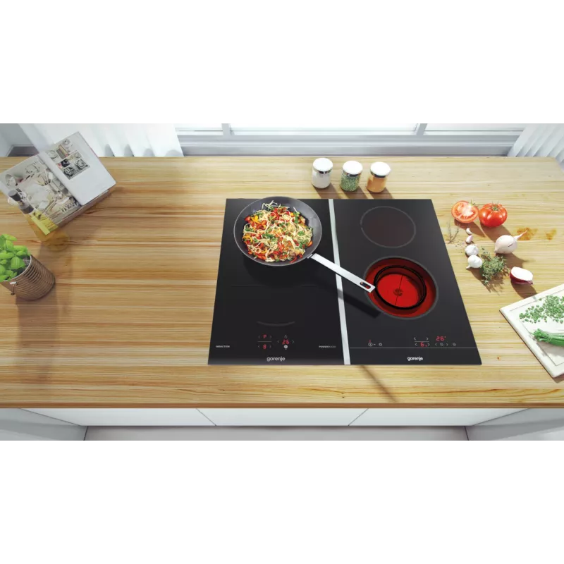 Placa de indução Gorenje GI3201BC, preto, encastrar, 30 cm, placa de indução por zonas, vitrocerâmica, 2 zonas