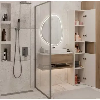 Armário de casa de banho Top E Shop NEL, independente 2 portas, laminado em cashmere, 1740×310×300 mm, 5 prateleiras
