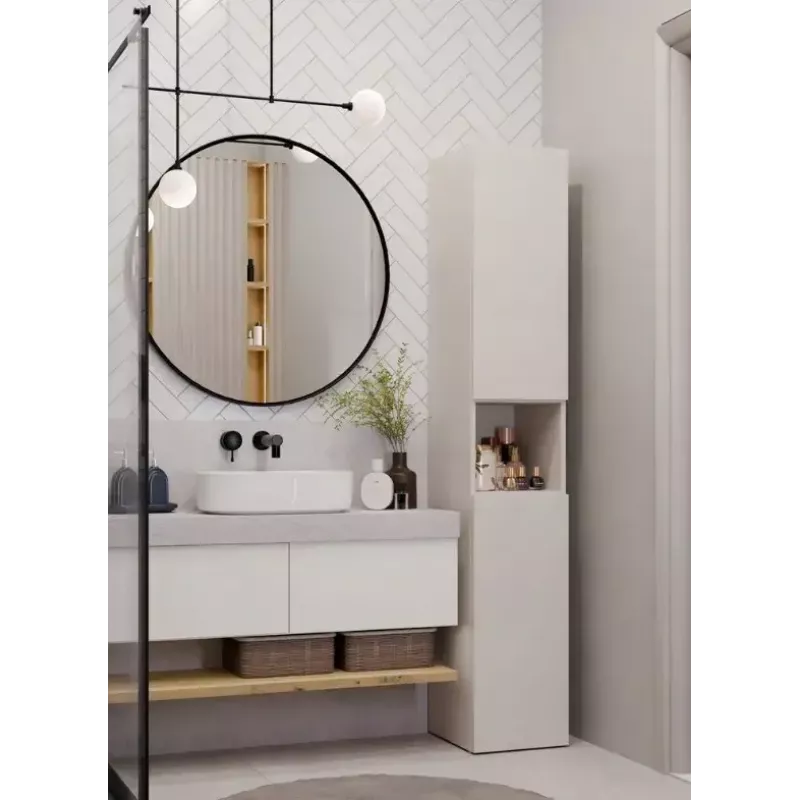 Armário de casa de banho Top E Shop NEL, independente 2 portas, laminado em cashmere, 1740×310×300 mm, 5 prateleiras