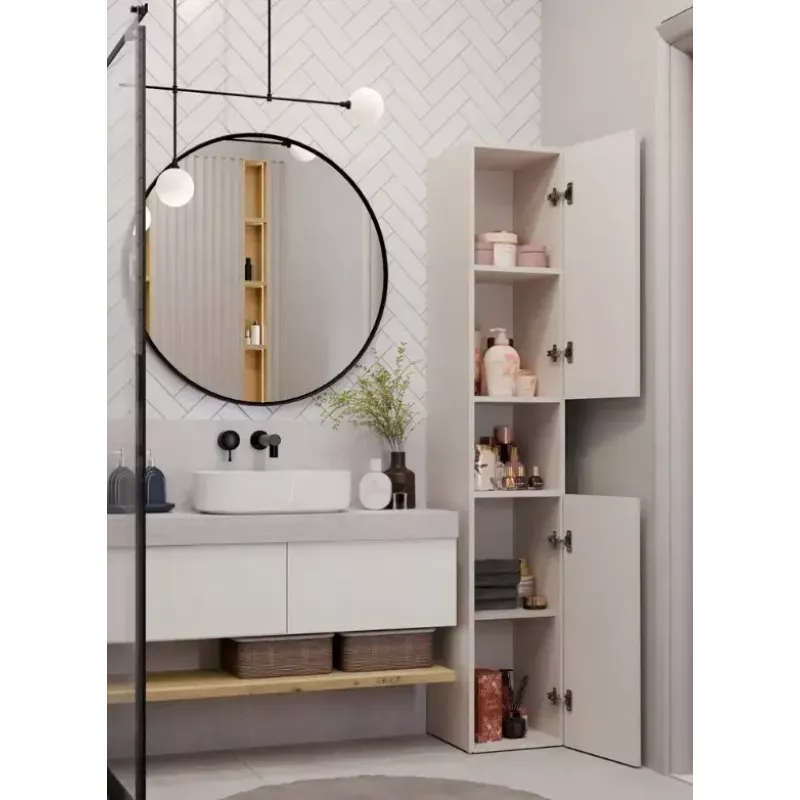 Armário de casa de banho Top E Shop NEL, independente 2 portas, laminado em cashmere, 1740×310×300 mm, 5 prateleiras