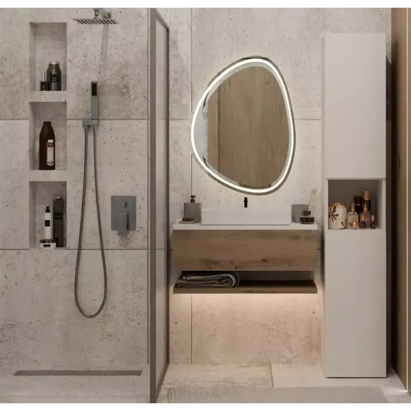 Armário de casa de banho Top E Shop NEL, independente 2 portas, laminado em cashmere, 1740×310×300 mm, 5 prateleiras