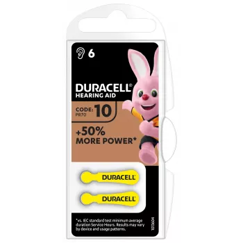 Pilha para aparelhos auditivos Duracell 10, pilha descartável, zinco-ar, 1,45 V, 6 unid., 100 mAh, 4 anos