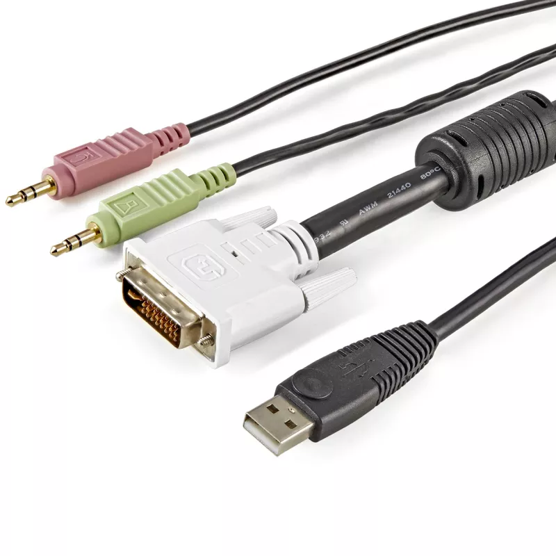 StarTech.com Cabo KVM USB DVI 4-em-1 de 1,8 m com áudio e microfone