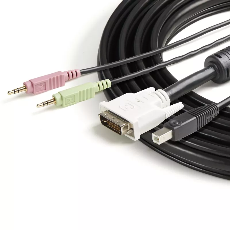 StarTech.com Cabo KVM USB DVI 4-em-1 de 1,8 m com áudio e microfone