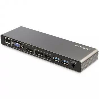 StarTech.com Dock Thunderbolt 3 – Estação de acoplamento TB3 para portátil com monitor Dual-4K-60-Hz com DisplayPort, HDMI e VGA 1080p – 85 W Power Delivery e potência de carregamento – 2x USB-A, Ethernet – Mac e Windows