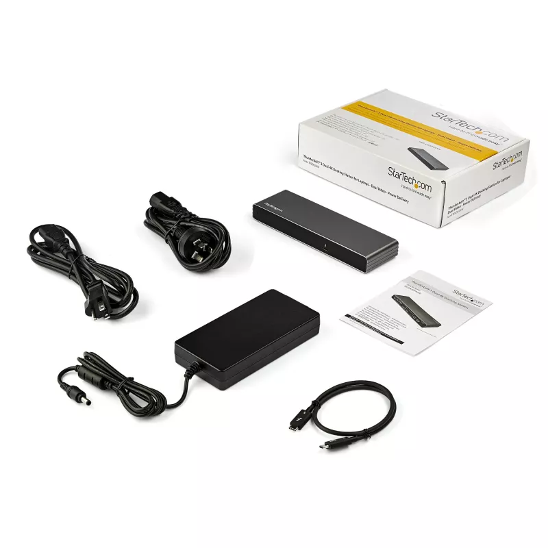 StarTech.com Dock Thunderbolt 3 – Estação de acoplamento TB3 para portátil com monitor Dual-4K-60-Hz com DisplayPort, HDMI e VGA 1080p – 85 W Power Delivery e potência de carregamento – 2x USB-A, Ethernet – Mac e Windows