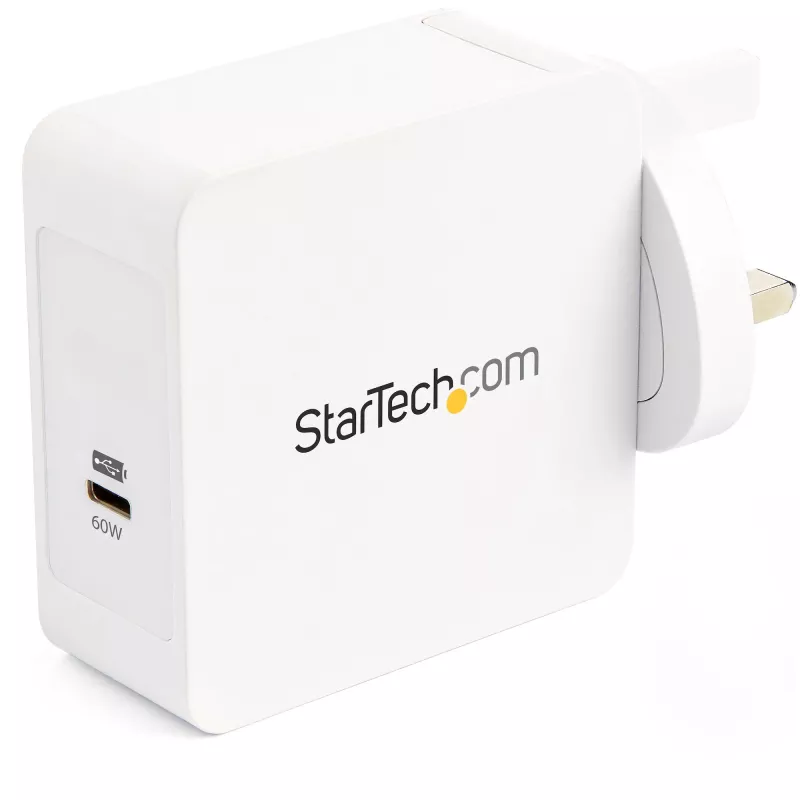 StarTech.com Carregador de parede USB-C - Carregador para portátil USB-C 60 W PD - cabo de 6 pés/2 m - Fonte de alimentação Type-C universal compacta - Dell XPS/Lenovo X1 Carbon/HP EliteBook/MacBook - certificado USB-IF/CE